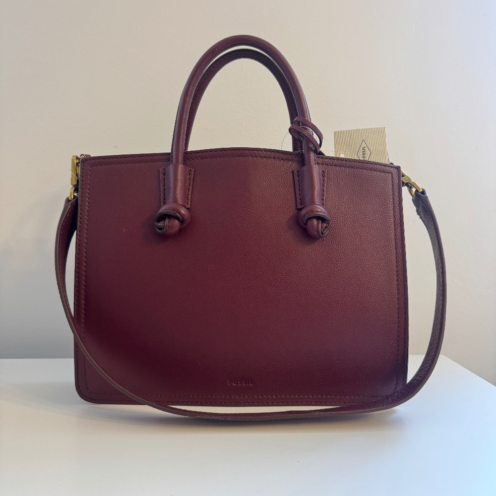 Fossil Skylar Satchel Cabernet NWT leather